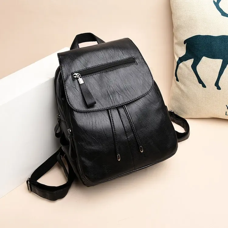 Bolsa Feminina De Couro Vaca Anti Furto Preta Sac A Dos Femme En Cuir Mochila Mujer Moda 2020 женский рюкзак из черной кожи