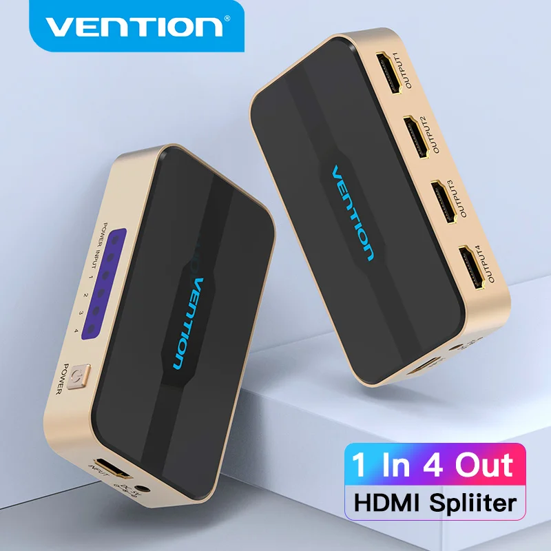 Vention HDMI Splitter 1 In 4 Out HD 4K/30Hz HDMI Switch HDMI 1.4 1x2 1x4 Adapter With Power Supply for Xbox PS4 TV HDMI Switcher