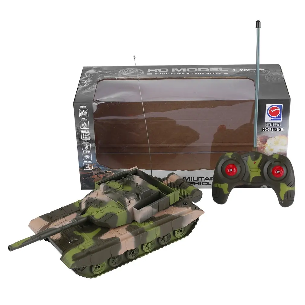 1:20 rc Танк Игрушка военный автомобиль 4CH дистанционное управление бронированный танк боевые танки башни вращения Свет и музыка RC модель детская игрушка