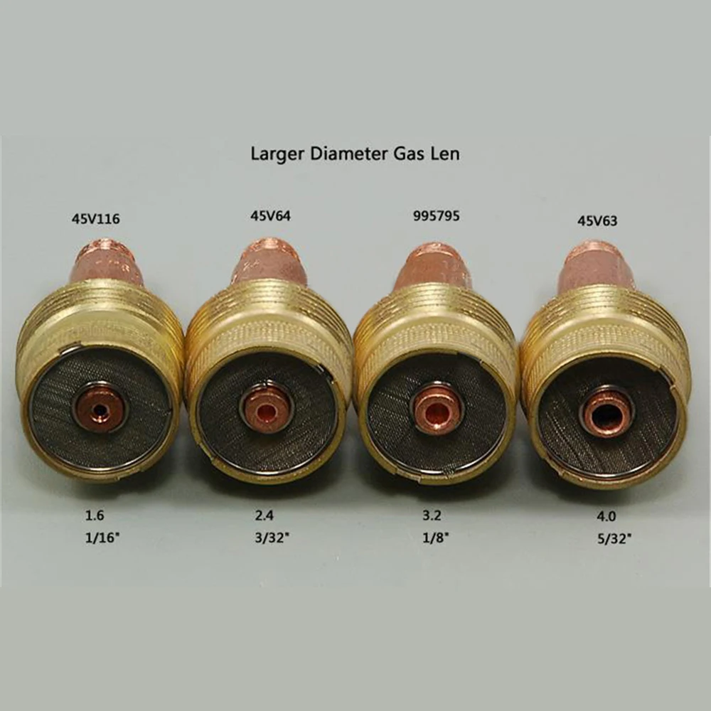 

TIG Consumables KIT Large Diameter Gas Lens Collet Bodies 45V64 Fit TIG Welding Torch DB PTA SR WP 17 18 26 Series 4PK