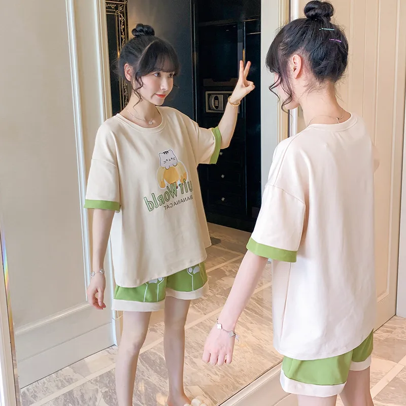 Удобная футболка пижама 2 предмета штаны с короткими рукавами 100% хлопок 2020 летняя
