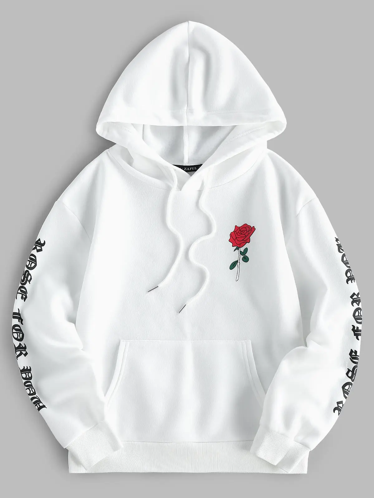 ZAFUL/Осенняя теплая толстовка с принтом букв и розами заниженным плечом передним