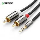 Аудиокабель Ugreen с разъемом rca, 2 rca с разъемом папа на 3,5 папа, 2 м, 3 м, 5 м, aux кабель для домашнего кинотеатра, DVD, VCD, iPhone, наушники