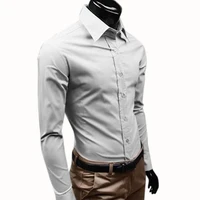 36 men business shirt plus size single breasted male formal blouse white turn down collar tops long sleeve basic mens shirts