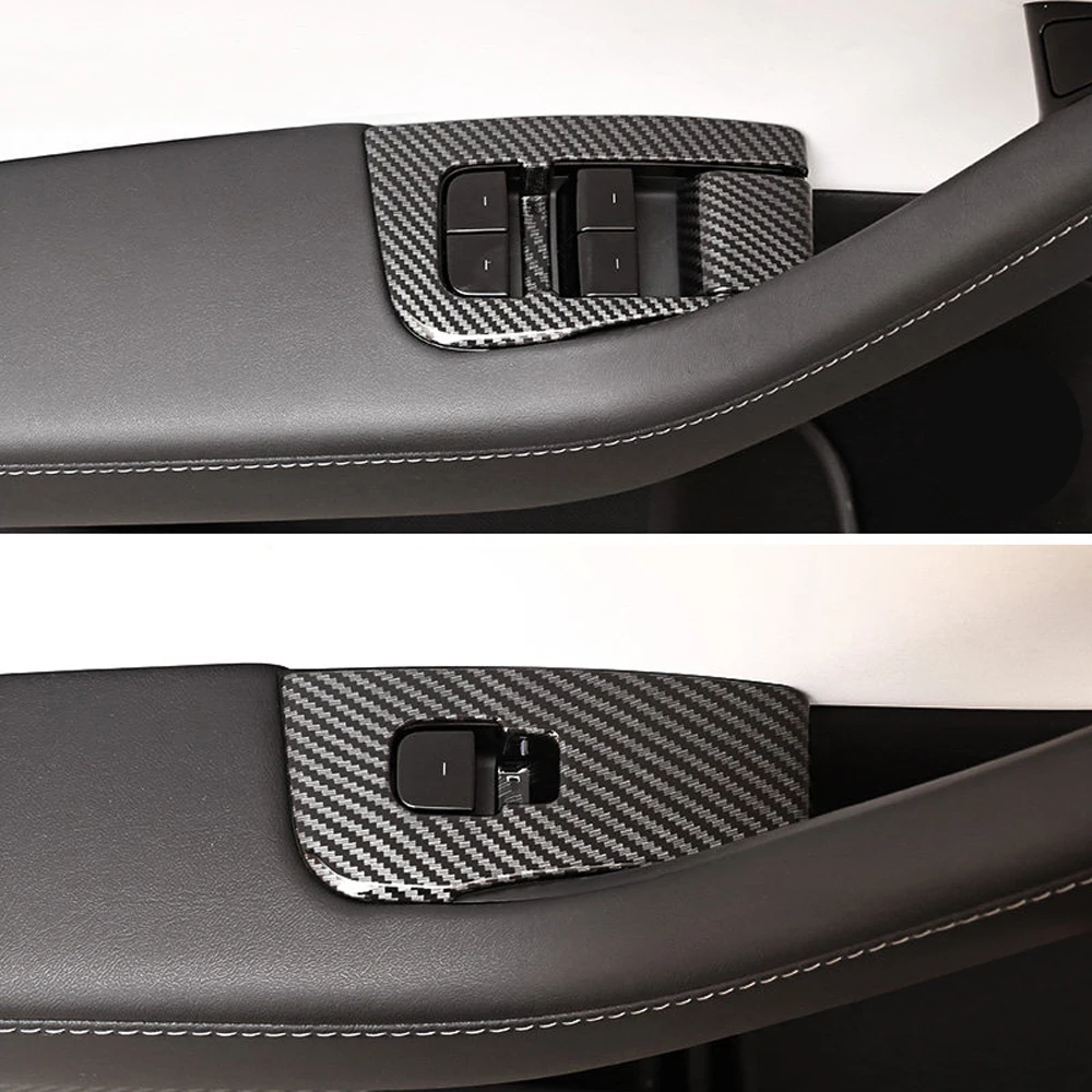 

Car Accessories for Tesla Model 3 Y 2020 2021 ABS Carbon Fiber Grain Interior Window Switch Cover / Door Lock Switch Trim