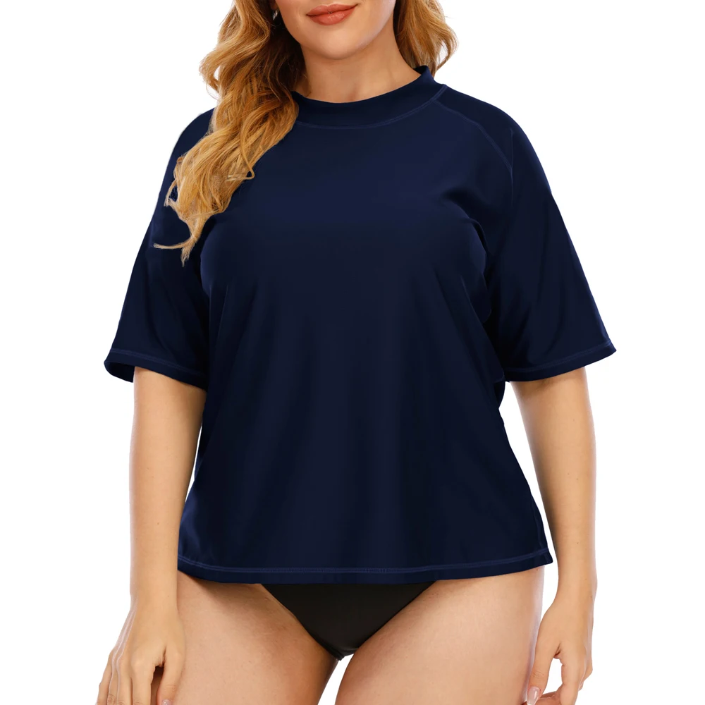 

Женский купальник с коротким рукавом, рубашки с защитой от ультрафиолета, UPF 50 +, пляжная одежда, большие размеры