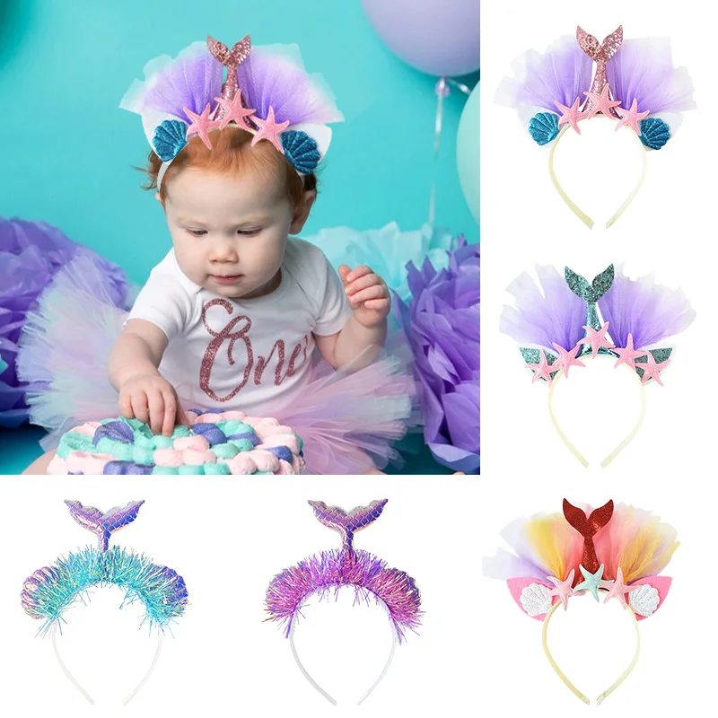 1 шт. блестящий ободок для волос с хвостом русалки морская звезда модная повязка