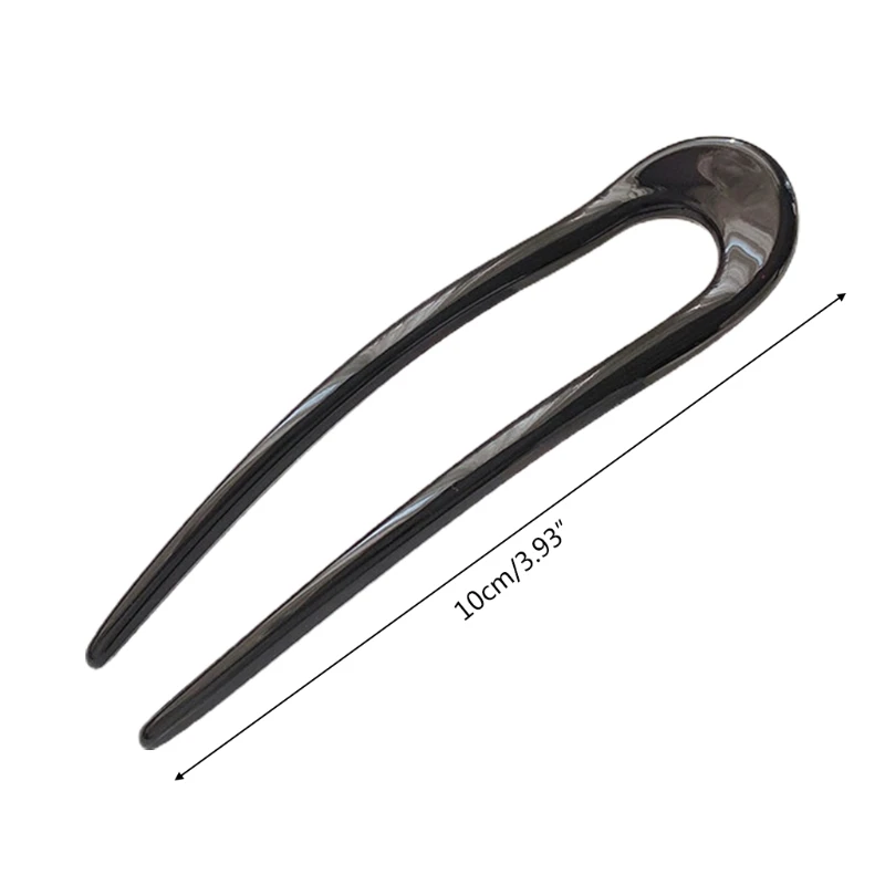 

French Style Acrylic U Shaped Hairpin Minimalist Solid Color Vintage Geometric Hair Stick Fork Bun Holder for Women Girl