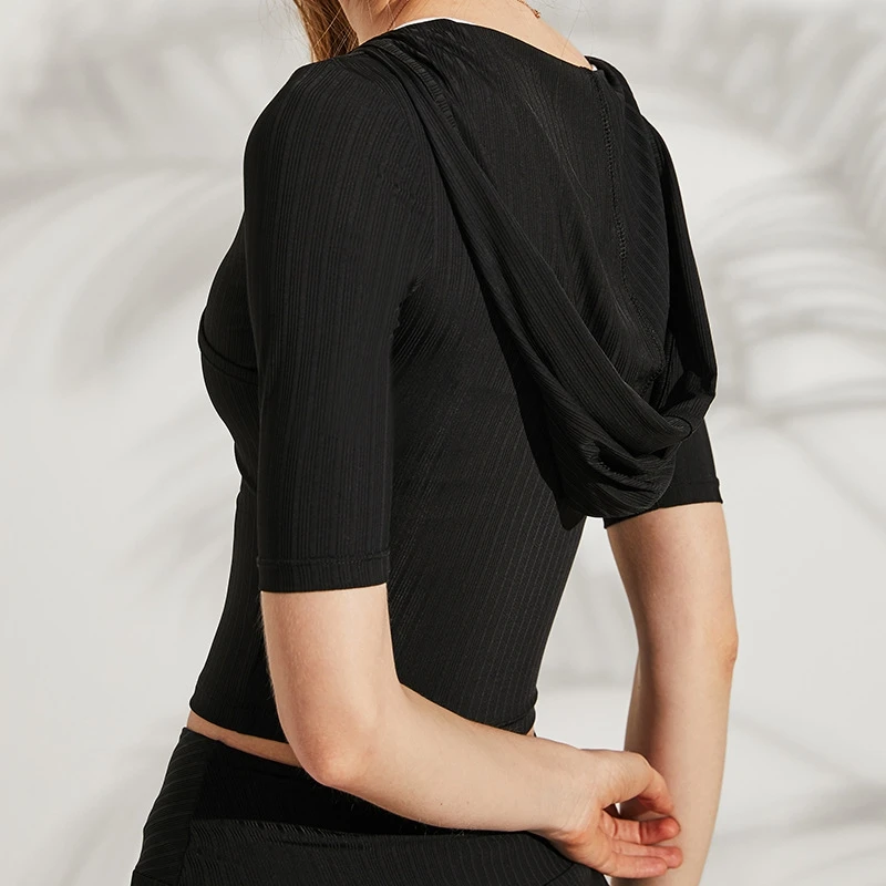 Спортивная рубашка HoodedThread укороченный топ для фитнеса йоги топы тренировок