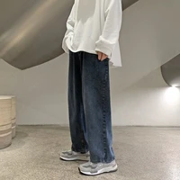 korean cotton wide leg jeans mens fashion retro harajuku jeans men streetwear loose hip hop straight denim trousers mens s 3xl