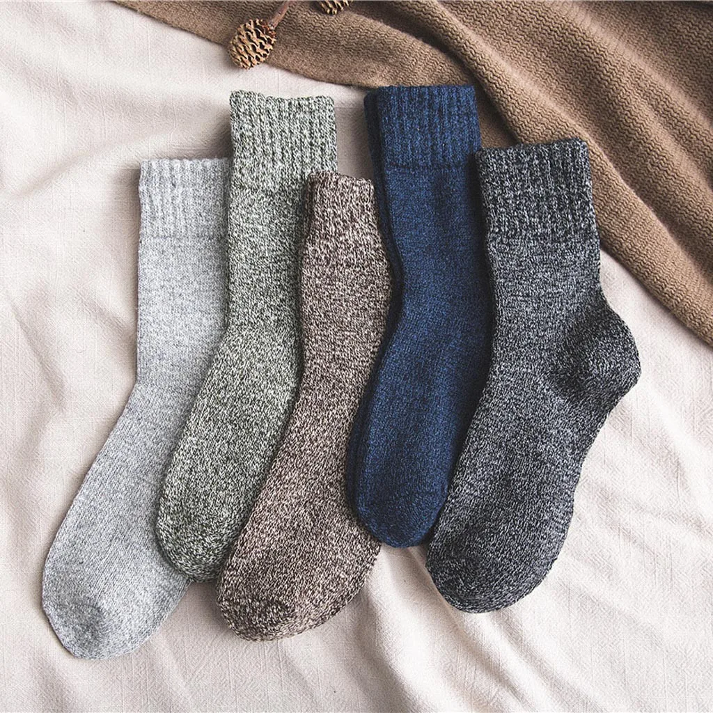 5 пар унисекс шерстяные вязаные носки повседневные Осень-зима теплые толстые