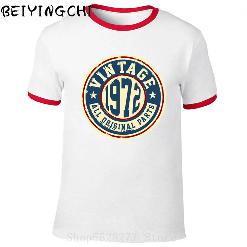 Classic Retro 70s Clothing Vintage 1972 All Original Parts T shirts Father's day Idea Gift Tee for Papa Dad Bro Birthday Apparel | Мужская