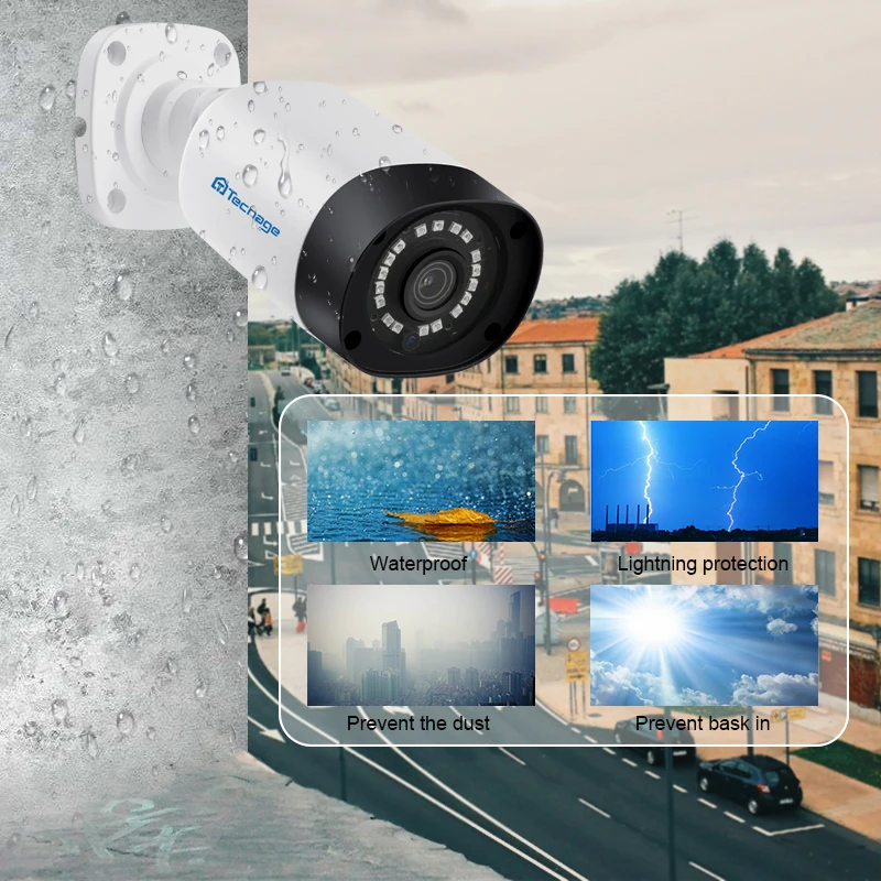 Techage H.265 5MP 4MP 48V POE Камера аудио запись на открытом воздухе камера для камеры