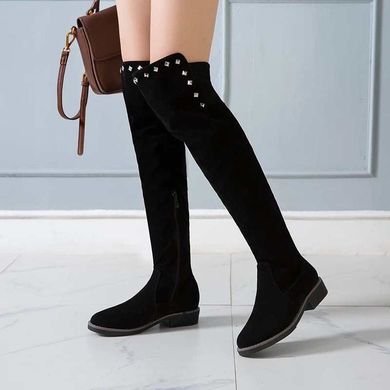 Женские эластичные сапоги из искусственной замши размеры 34 43|Ботфорты| |