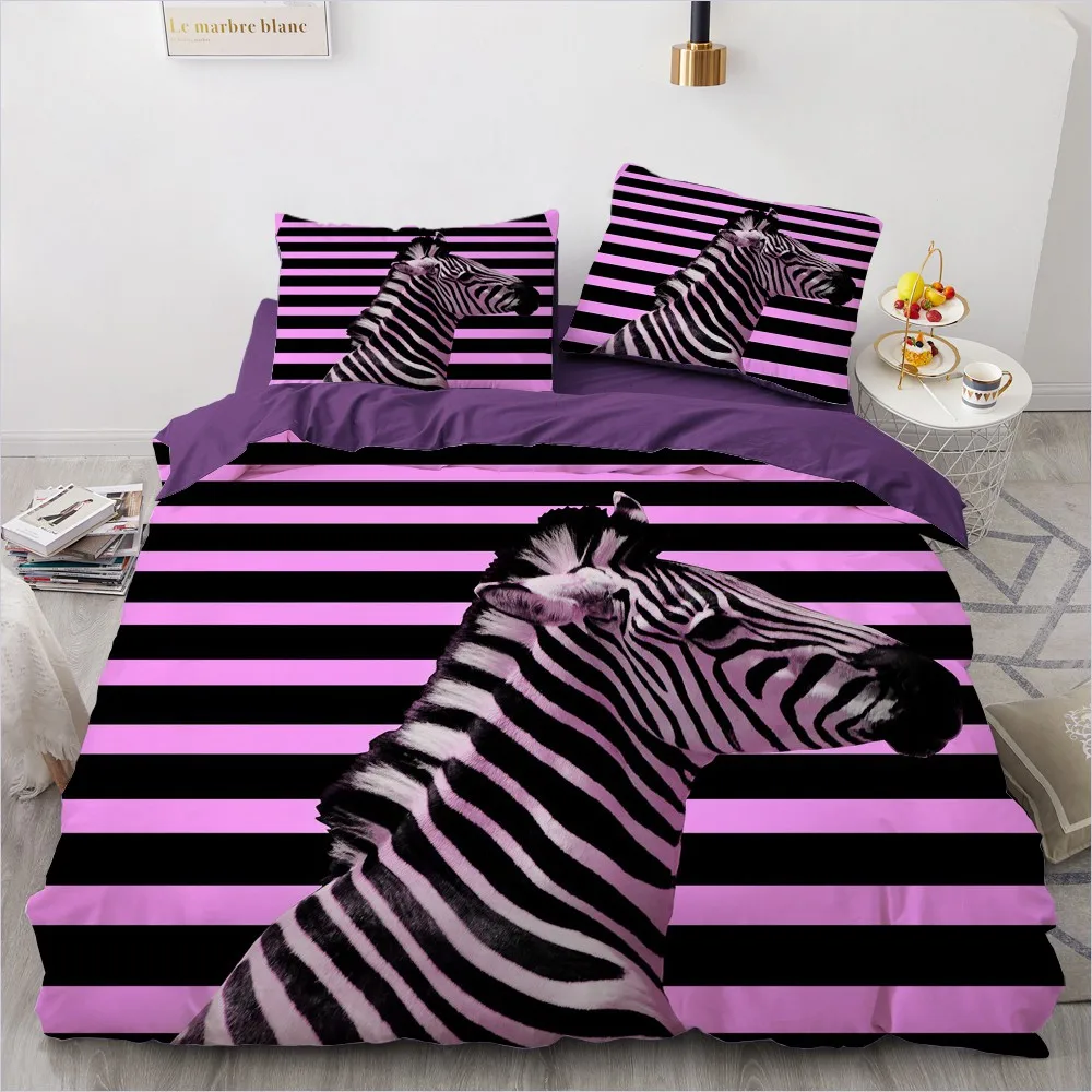 

3D Custom Design Zebra Duvet Cover Sets Animal Comforther Covers Pillow Covers King Queen Full Twin Size Black Bedding Sets