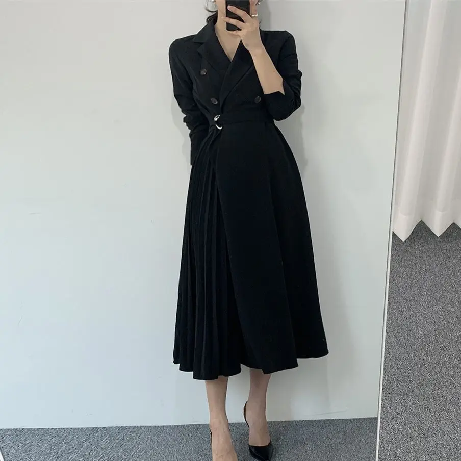

HziriP Hot Long Blazers Dress Stylish Women New 2021 Elegant OL Maxi Dress Slim Office Lady Casual Work Wear Autumn Vestidos