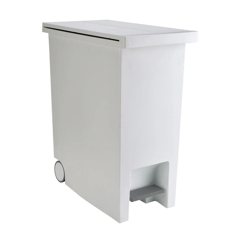 

12L/20L Large Pedal Trash Can Kitchen Waste Bin With Wheel Wide Opening Hotel Plastic Garbage Bins Narrow Dustbin for Bathroom