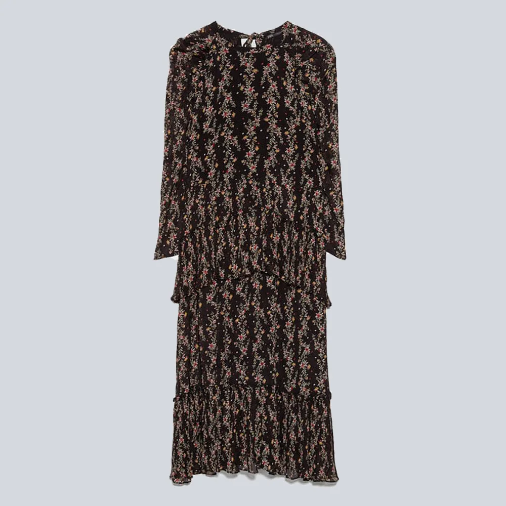 ZA 2019 осеннее новое черное платье с вышивкой модная женская одежда в стиле бохо