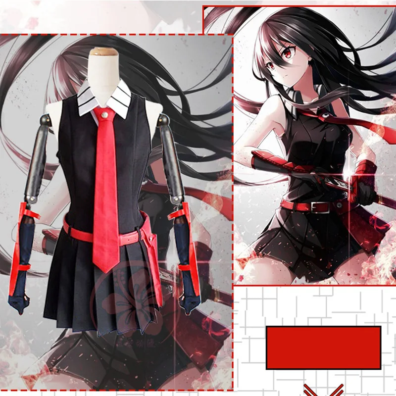Костюм для косплея аниме Kurome Akame ga KILL черная Униформа без рукавов женское платье |