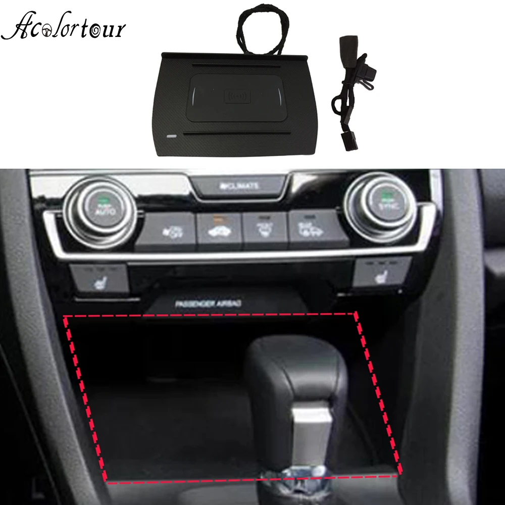 

Автомобильное беспроводное зарядное устройство 15 Вт для Honda Civic 2016, 2020, адаптер для быстрой зарядки, держатель для телефона xiaomi 10, зарядная панель qi