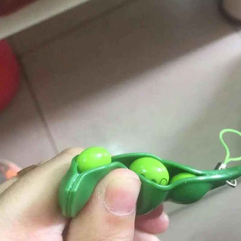

Fun Squishy Infinite Squeeze Edamame Bean Pea Toy Chain Key Pendant Ornament Stress Relieve Decompression Antistress Toys
