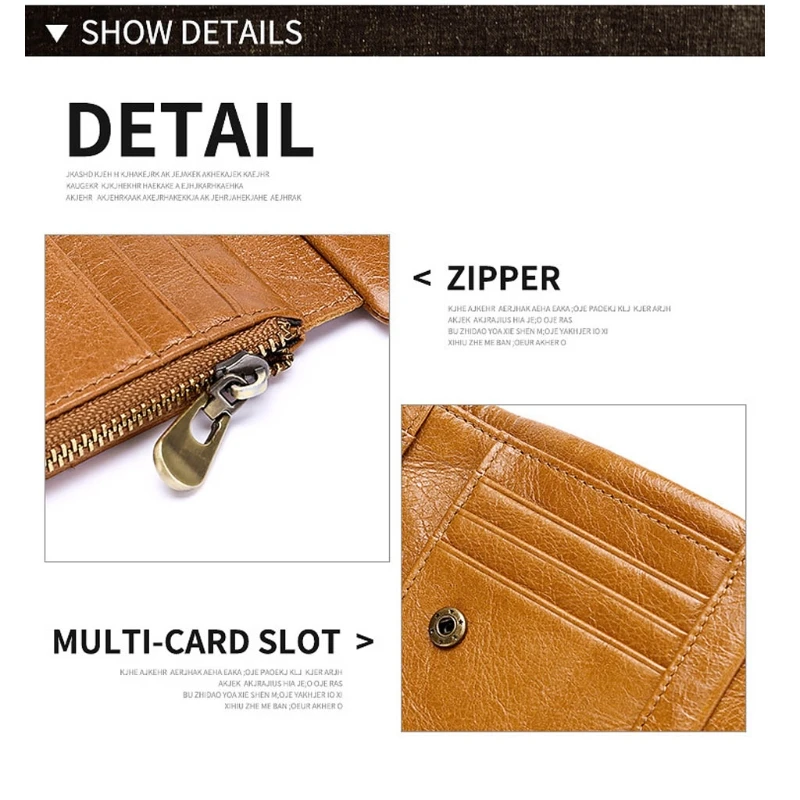 

RFID Blocking Trifold Multi Card Case Short Split Leather Wallets for Men with Zipper Coin Pocket Inside1 ID Window