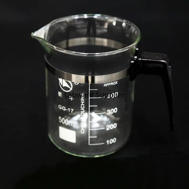 

1Pc/lot 500/800/1000ml Glass beaker with plastic handle for laboratory glassware Experiments