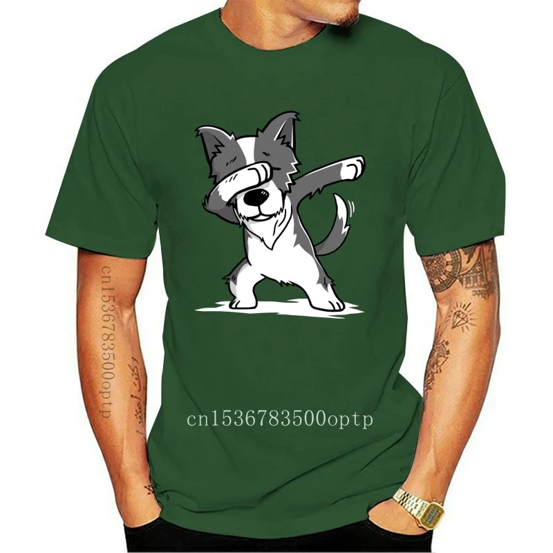 

New 100% Cotton O Neck Custom Printed Tshirt Men T Shirt Funny Dabbing Border Collie Border Collie Women T Shirt