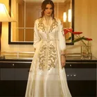 Выпускное Платье с золотистой аппликацией, цвет слоновой кости белый марокканский кафтан, вечернее платье на три четверти