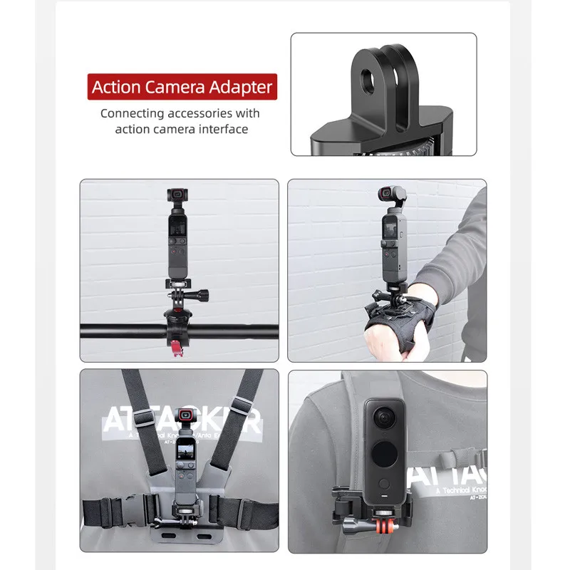

Metal Camera Mount Adapter Adjustable Bike Fixed Holder Clip 1/4 Screw For DJI OSMO Pocket 2 Insta360 ONE X2 Cameras Accessories