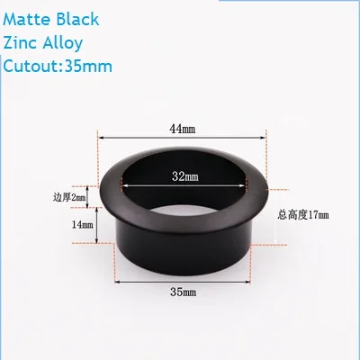 Zinc Black 35mm 4 шт./лот Матовый Черный Хром Цинк пластиковый настольный втулка фланец кабельный выход аккуратная Заглушка с отверстием для проводов щетка управления - Цвет: Zinc Black 35mm