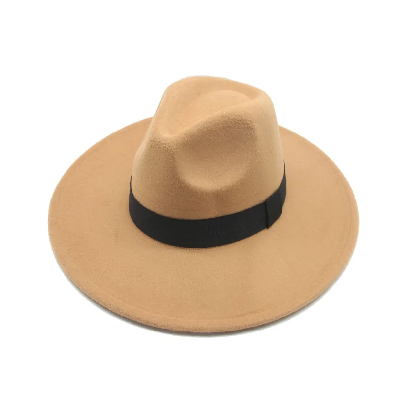 

Шляпы женские фетровые с лентой 9,5 см, черные/белые/хаки