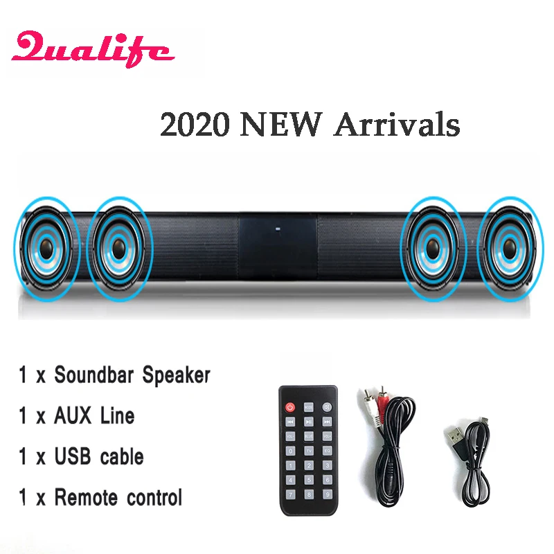 

20W Wireless Bluetooth Soundbar Stereo Speakers Home Theater TV Sound Bar Sound System Column Dual Subwoofers Remote Control