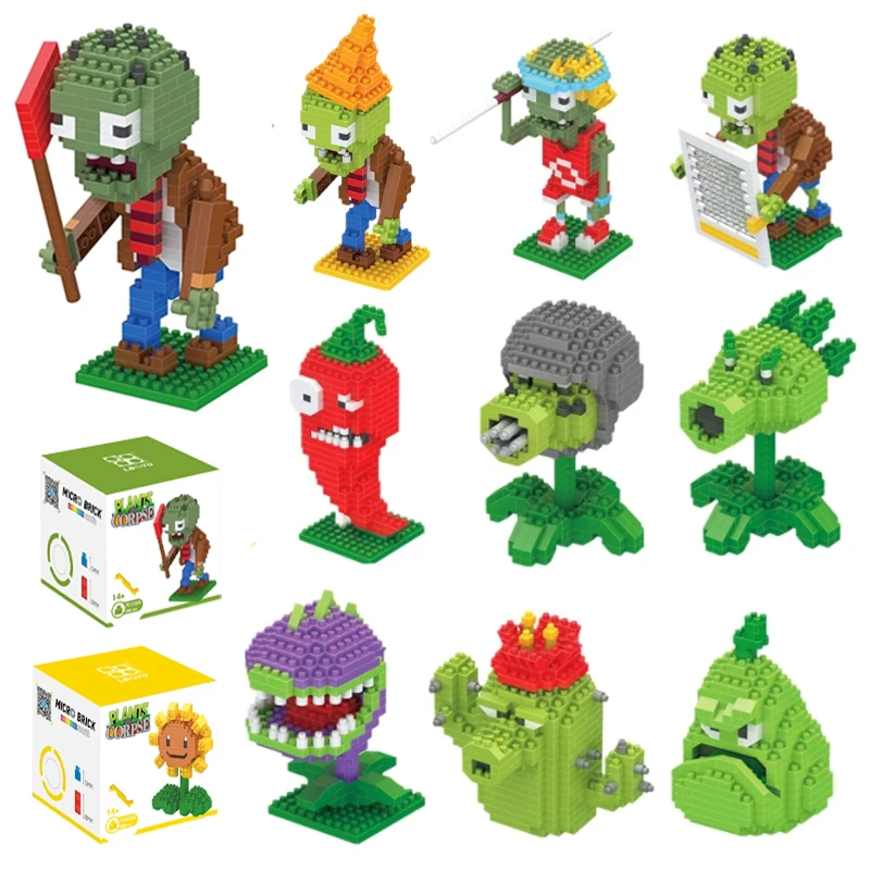Мини-конструктор Растения против Зомби игрушки бриллиантовые гранулы собранные
