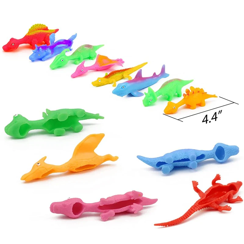 

6 Piece Dinosaur Finger Slingshots Anti Stress Tangle Fidget Toy Prank Gadgets Kids Boys Girls Funny Gift