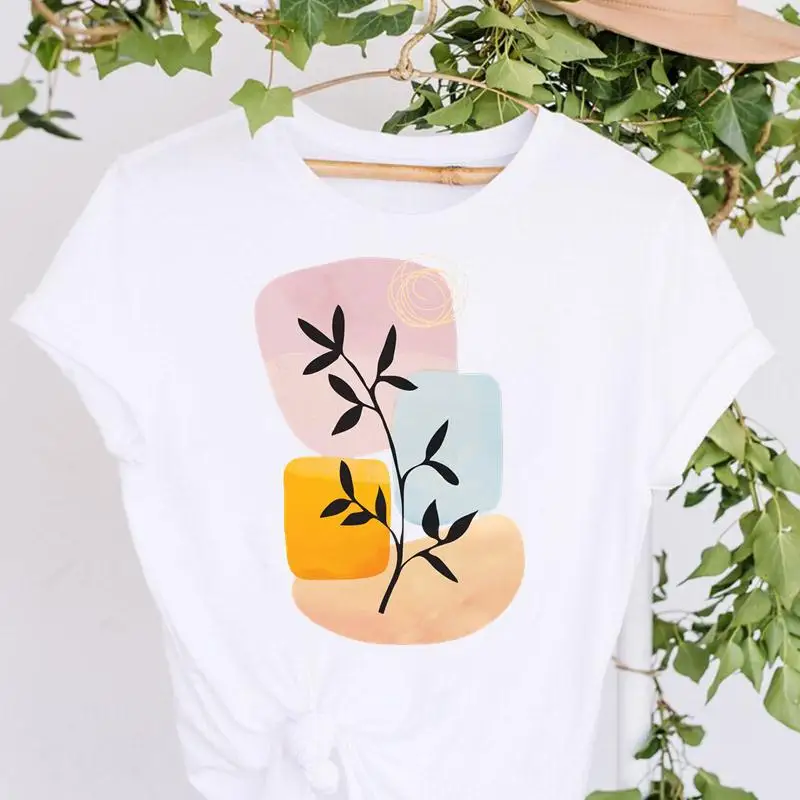 

Футболка женская с коротким рукавом, милая стильная модная одежда с акварельным принтом 90-х, топ с графическим принтом, мультяшная женская ф...