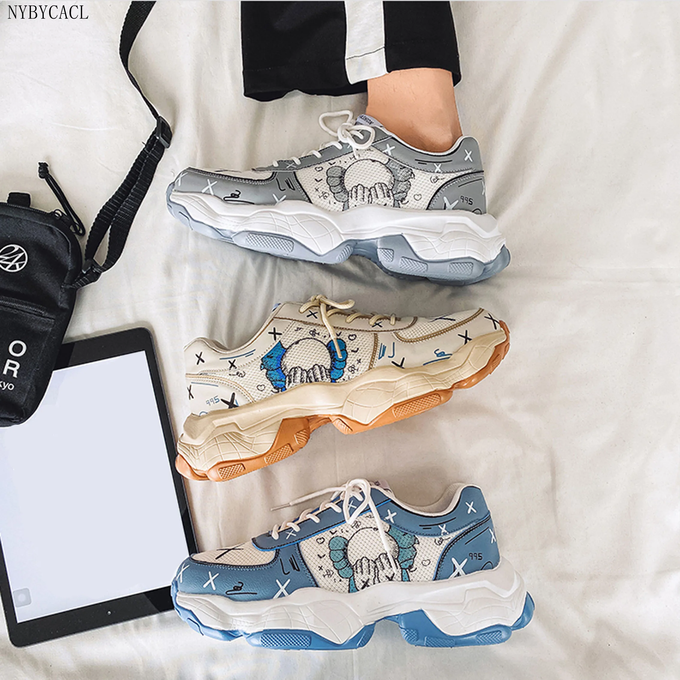 

Women's Sports Shoes Personality Father Shoes Vulcanized Color Women's High Crescent Shoes Man sneakers High Heels Fashion Shoes