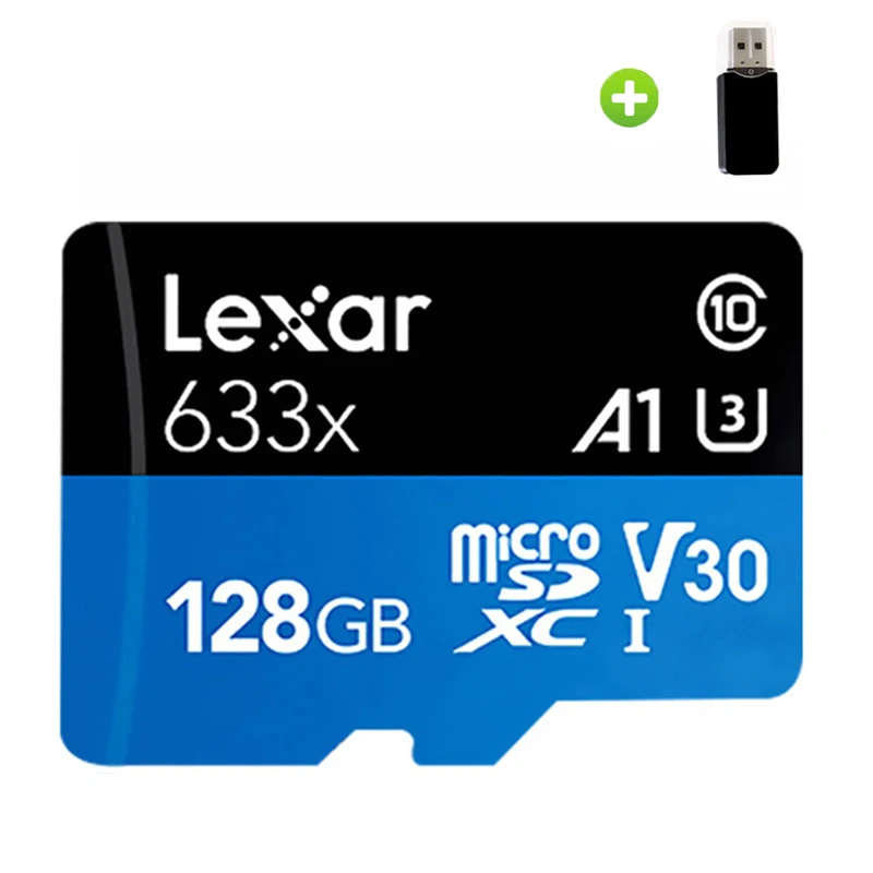Lexar карта памяти 32 Гб 633X Micro SD Card 64 Гб 128 256 SDXC 95 МБ/с. TF карты флэш-накопитель для ноутбука - Емкость: 128GB-CardReader