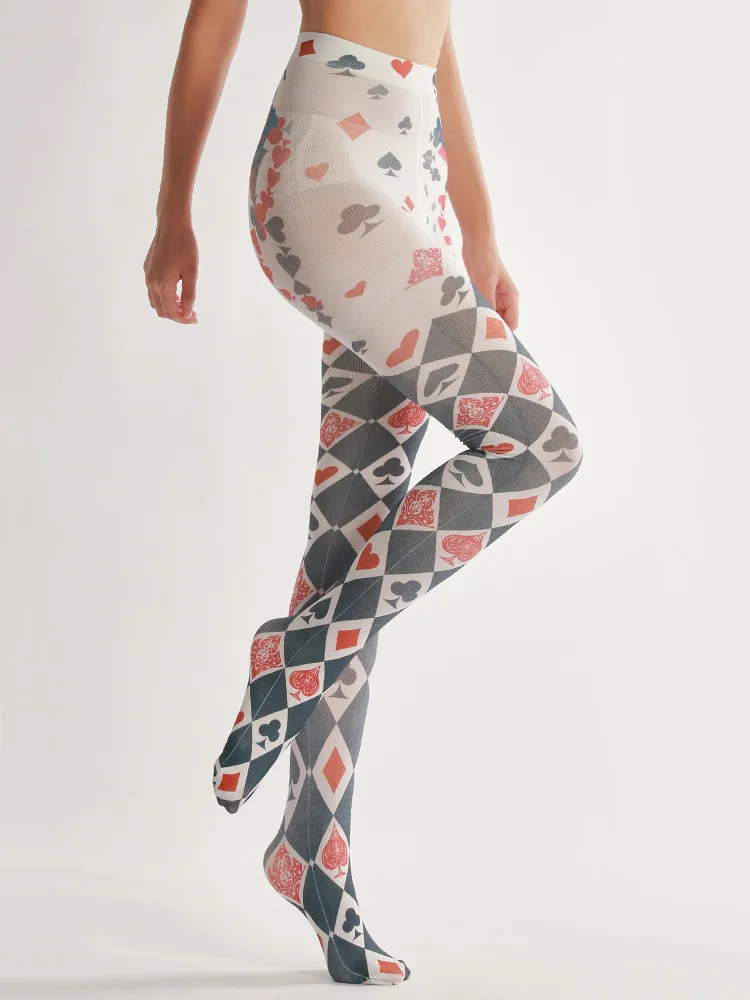 Игральные карты цифровой колготки с принтом Хэллоуин чулки для школы женщин