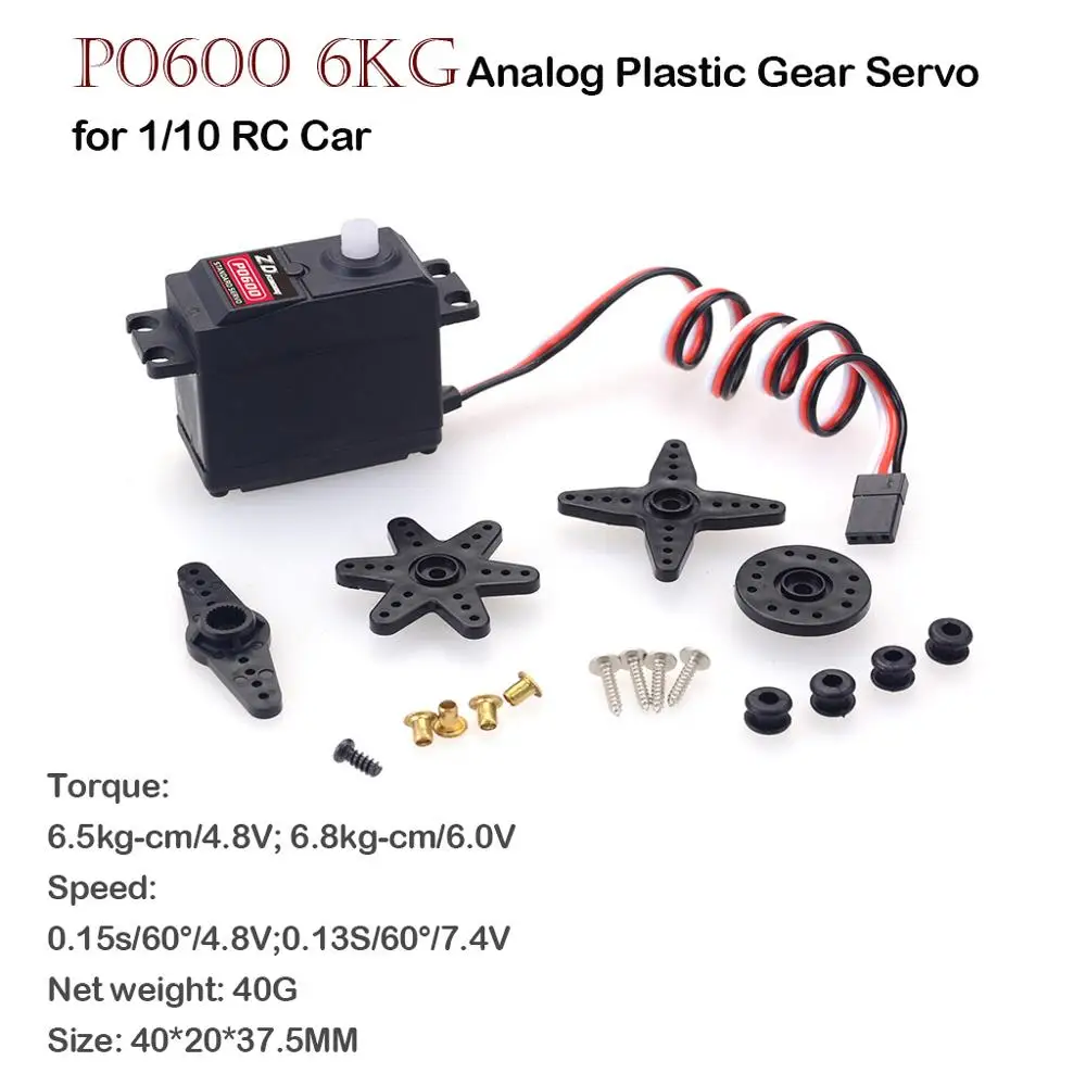 

ZD Racing P0600 6 кг аналоговые пластиковые шестерни сервопривод для 1/10 RC автомобильные запчасти