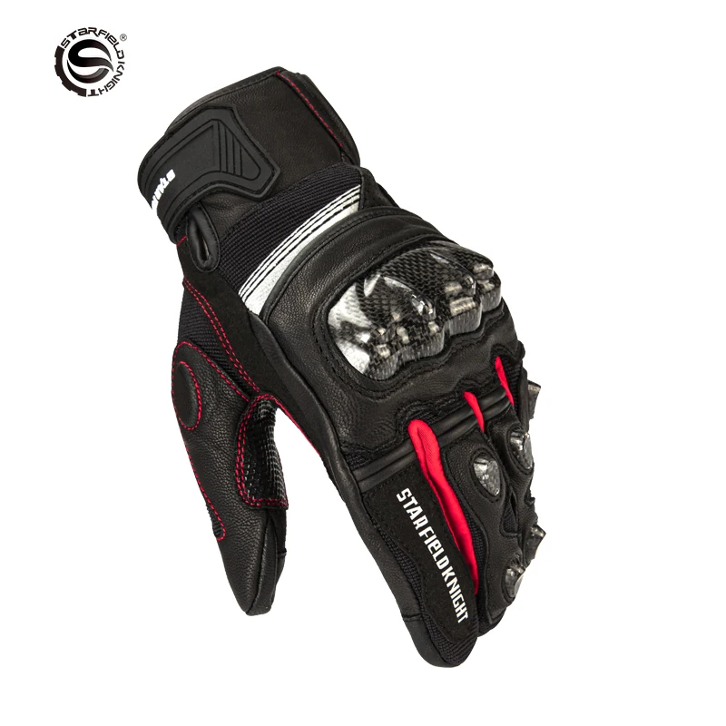 

Goat Leather Motorcycle Gloves Finger Touch Screen Carbon Fibre Men's Motocross Gloves Breathable&Reflective Biker Gloves S-XXL