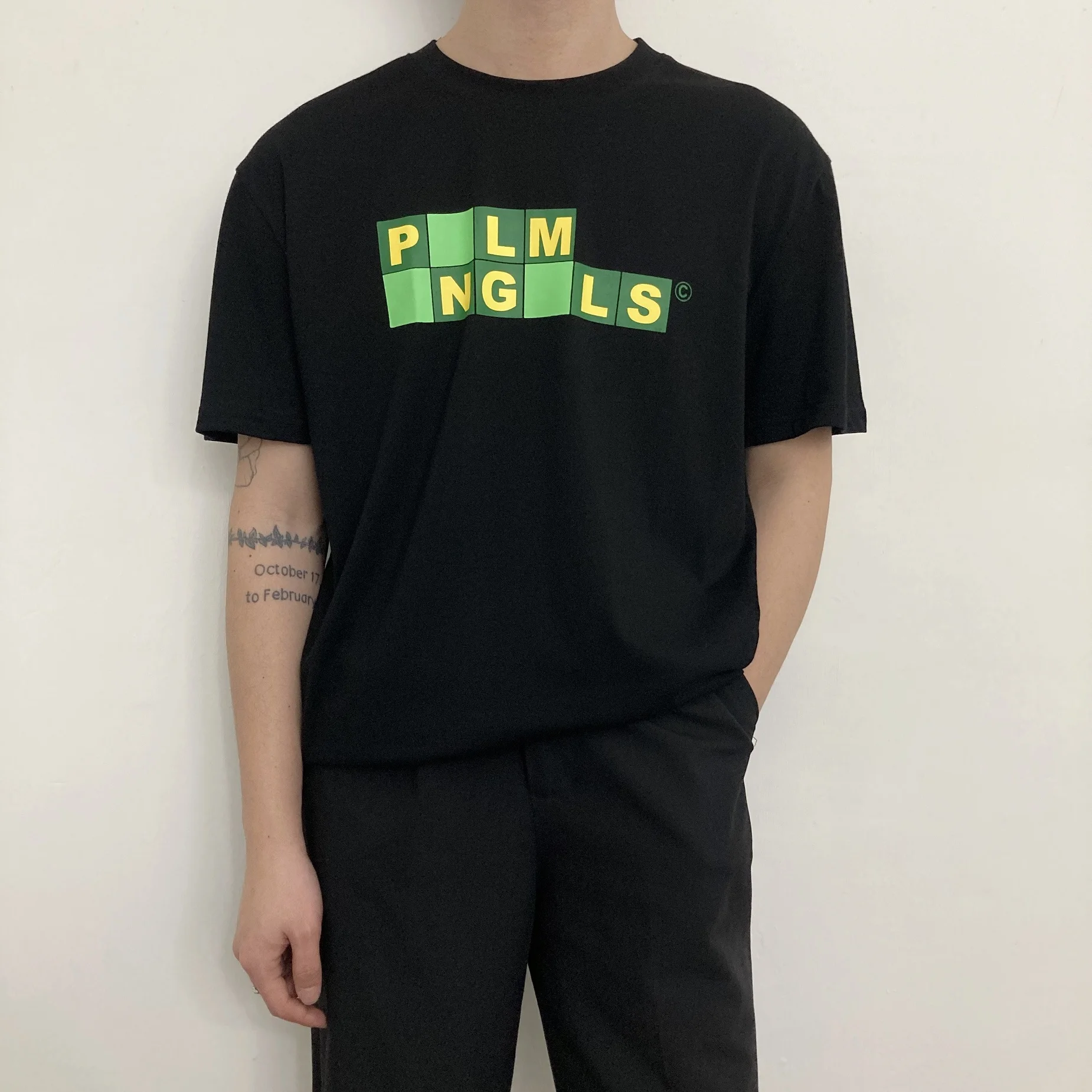 

Angels color Palm matching letter printing short-sleeved Tide brand couple loose men women T-shirt 05745155