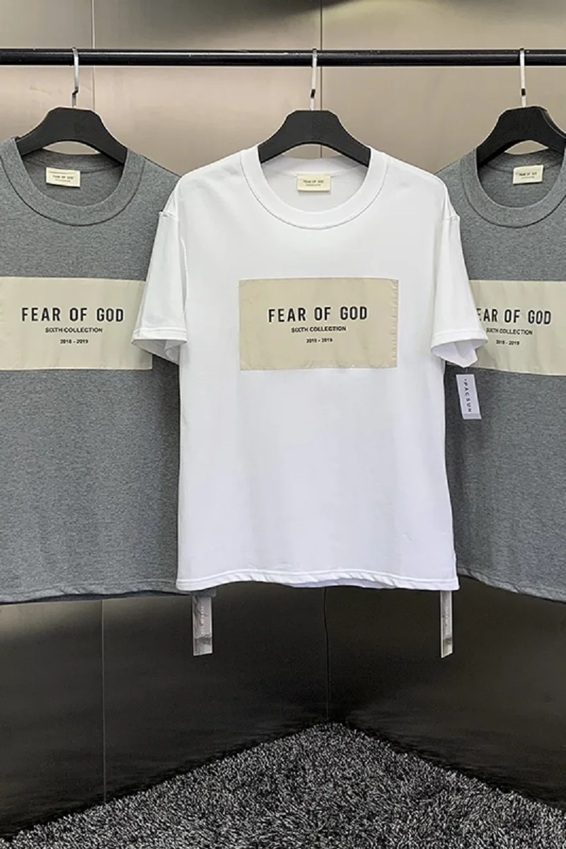 

Summer men's T-shirt 1:1 high street brand Kanye West Jerry Lorenzo big patch logo 100% cotton tee fashion Unisex short sleeve