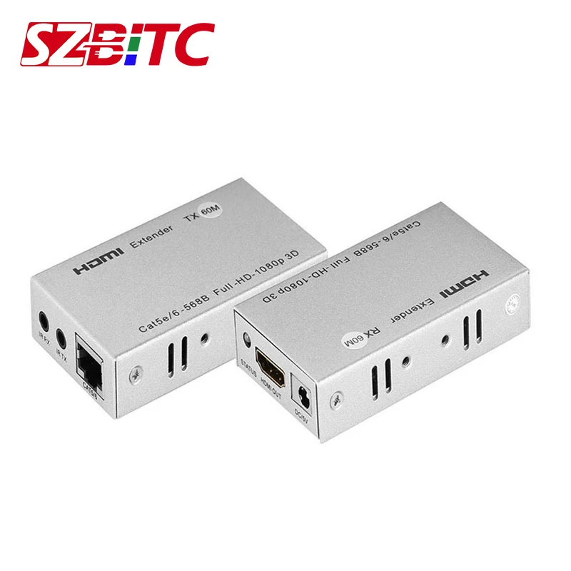 Удлинитель SZBITC HDMI 60 м по категории 5e Cat 6 Ethernet IP TCP сигнал преобразователь в Lan 1080p 3D