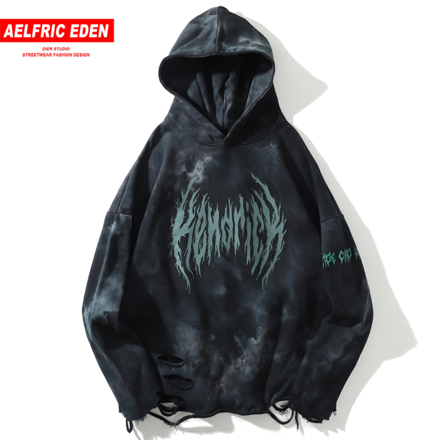 Aelfric Eden хип-хоп рваные мужские толстовки с капюшоном Harajuku Повседневный хлопковый Мужской пуловер модная уличная одежда толстовки
