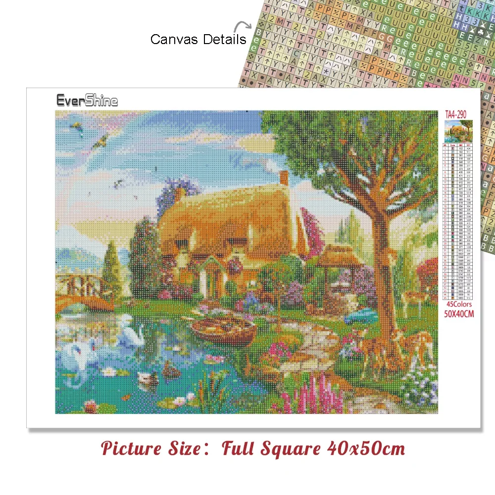 evershine full square round 5d diy diamond painting garden scenery diamond embroidery house cross stitch mosaic craft home decor free global shipping