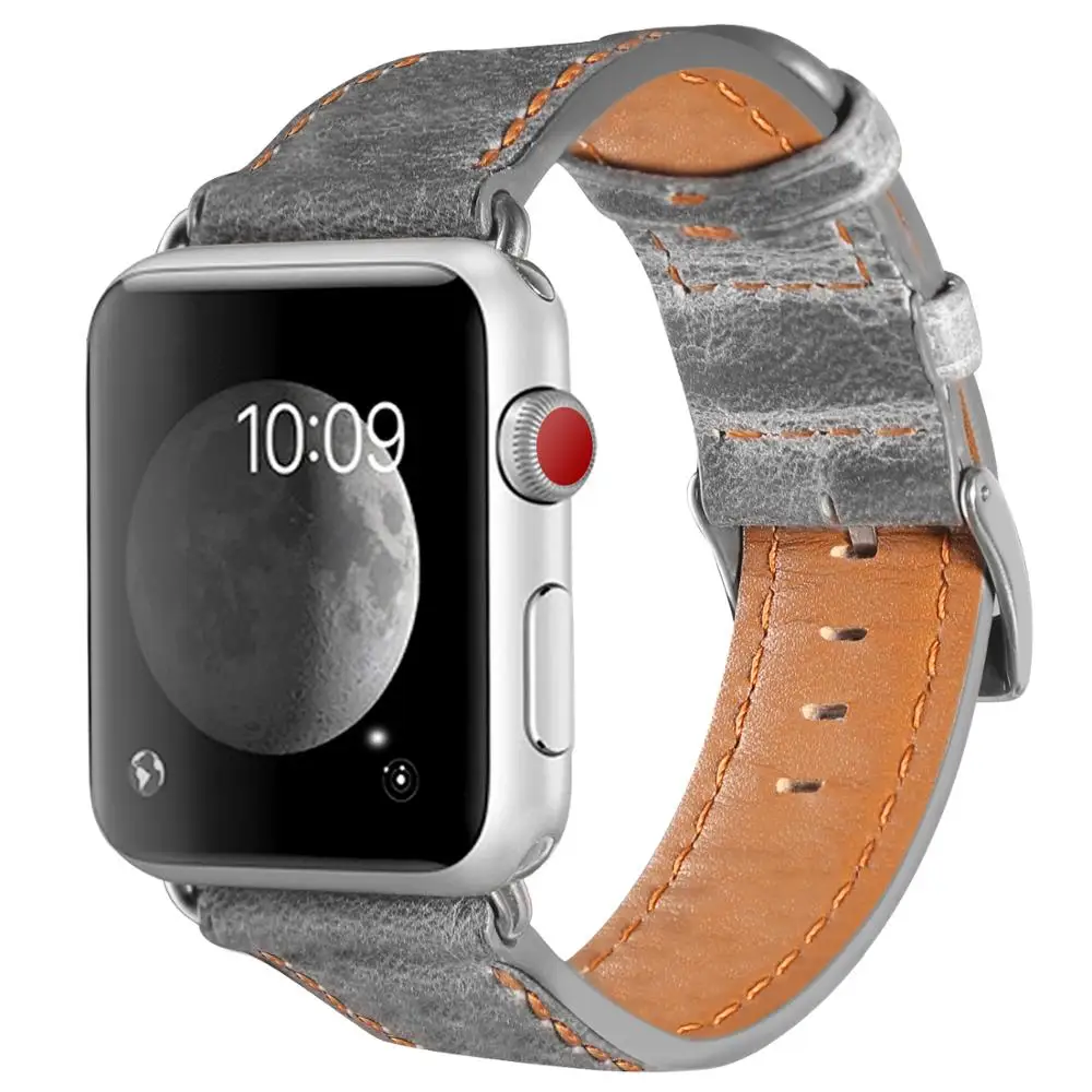 Кожаный ремешок для наручных часов Apple Watch серии 3/2/1/42 38 мм спортивный бесшовный