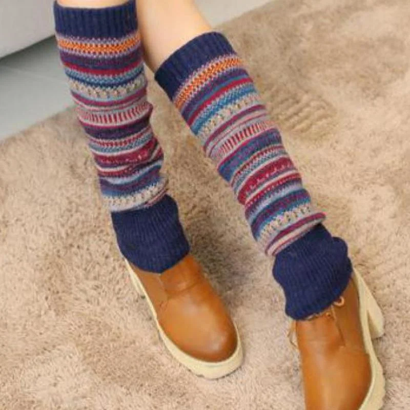 

Jambières chaudes d'hiver pour femmes, chaussettes tricotées en laine, montantes au genou, poignets de bottes, guêtres cadeaux