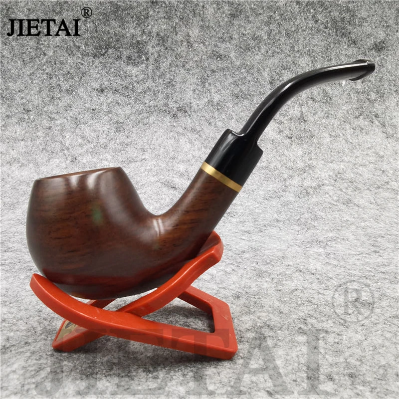 

New Ebony Wood Pipes Trendy Bent Smoking Pipe High Quality Wooden Handmade Tobacco Pipe Smoke Accessory For Men