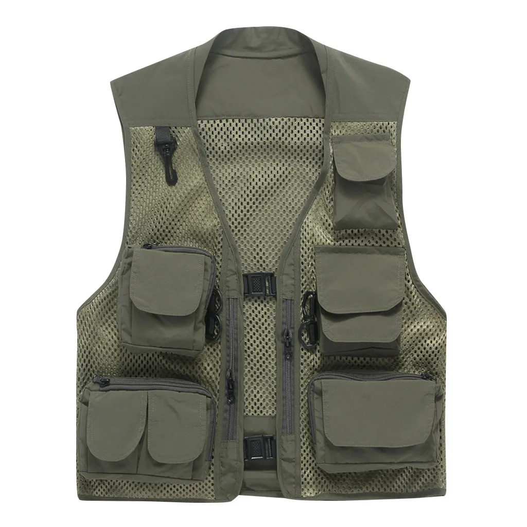 

Solid Photography Men Vest Jacket multi-pocket Mesh Vest Thin Fishing Vests Top colete chaleco d91211
